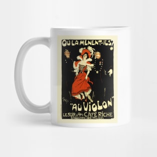 Cafe Riche AU VIOLON Vintage French Advertisement Lithograph Art by Jules Alexandre Grun Mug